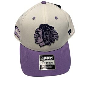 Men's Chicago Blackhawks Fanatics White/Purple 2022 Hockey Fights Cancer